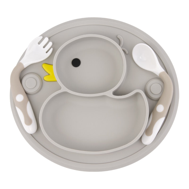 Plat avec ventouse pour bébés - petits enfants, en silicone alimentaire,  convient au micro-ondes, adapté à la plupart des ta[20]